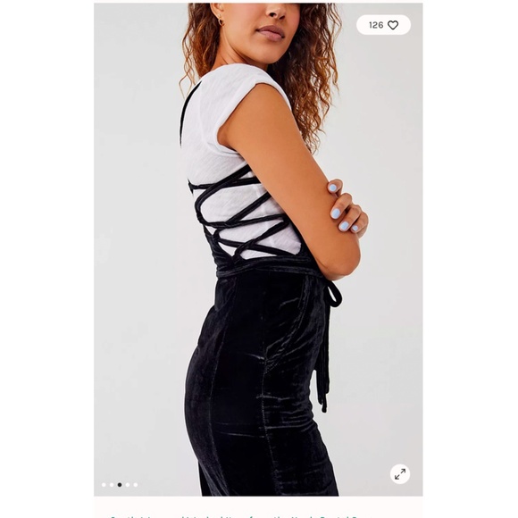 NWT Free People Black Velvet Overalls - Picture 4 of 5